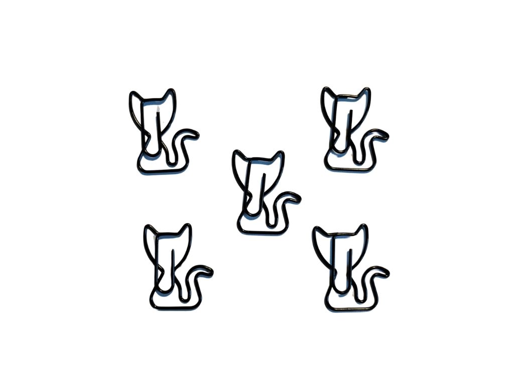 5er-Set Büroklammern mit schwarzer Katze